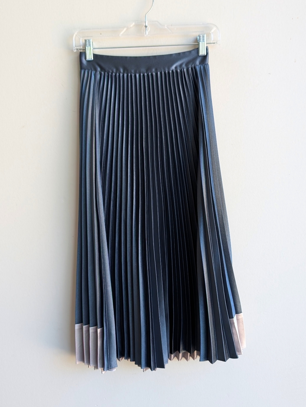Ted Baker Satin Pleated Two-Tone Midi Skirt - Blue and Silver - Picture 8 of 10